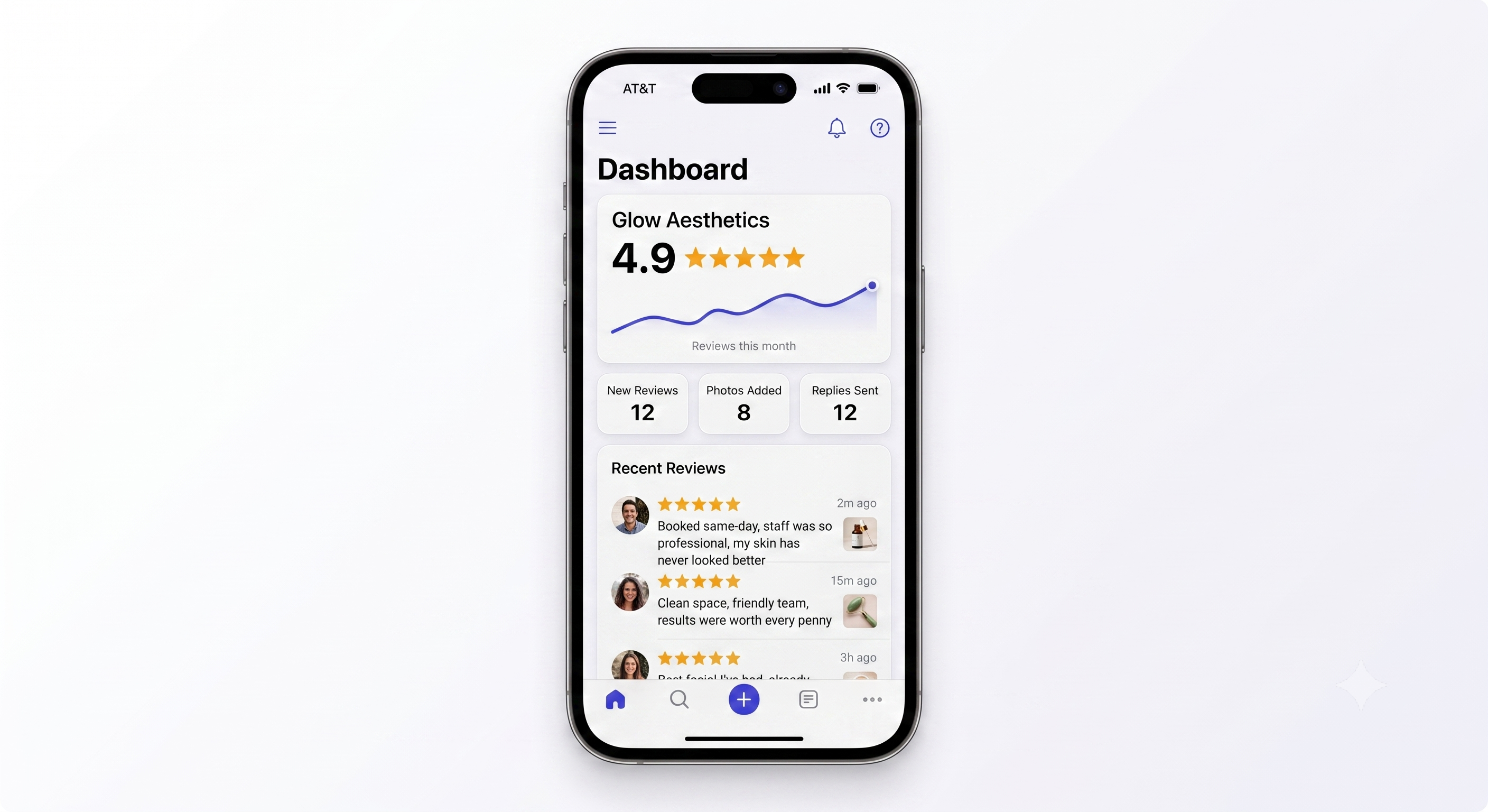 Biz Simpler dashboard showing collected reviews and ratings